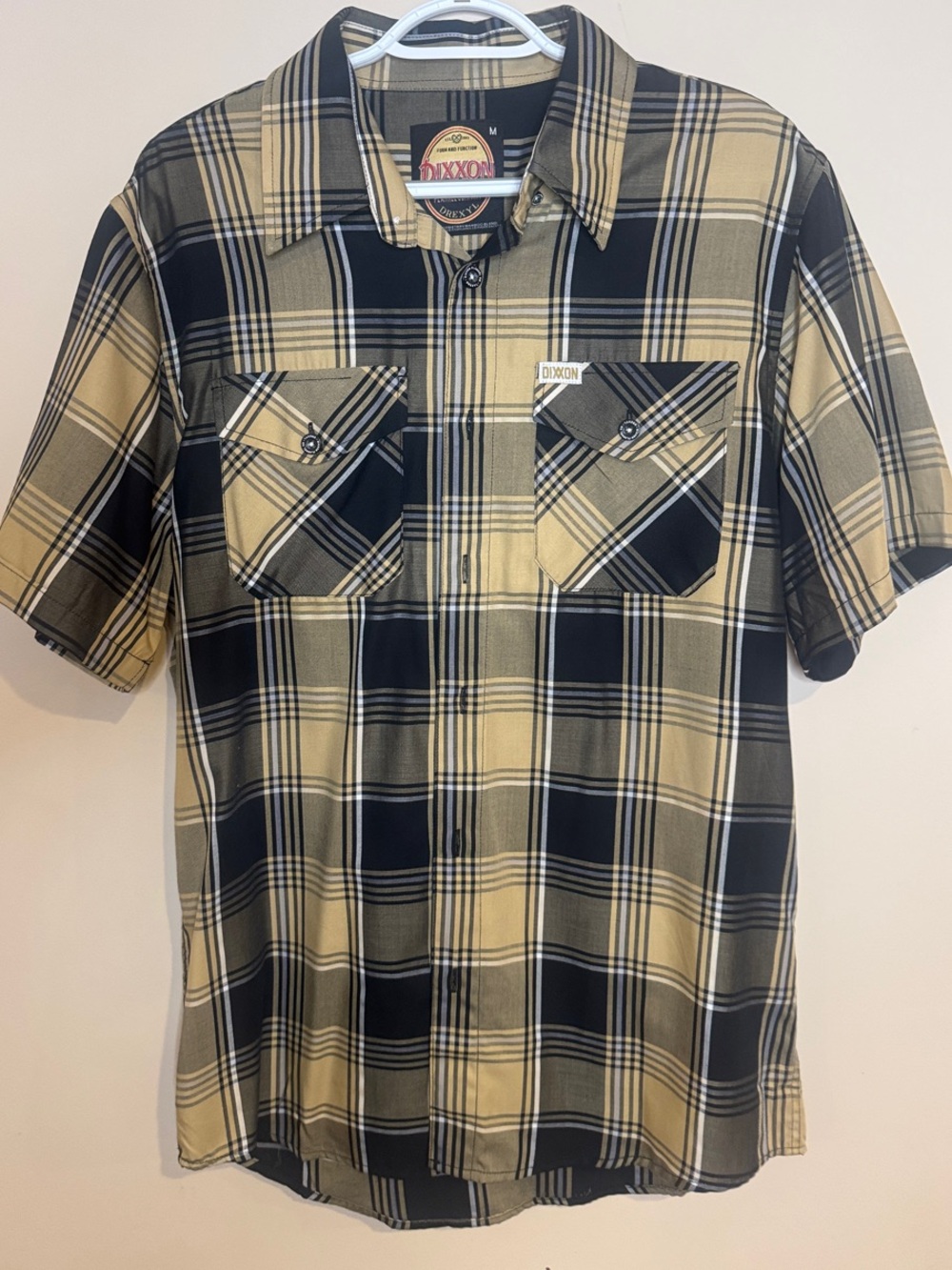DIXXON Short-Sleeve Button-Down Lot of 4 Shirts, Plaid, Black, Dark Blue, Khaki